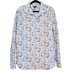 Express Mens Size XL Slim Fit Black And Tan Floral Printed Long Sleeve Shirt